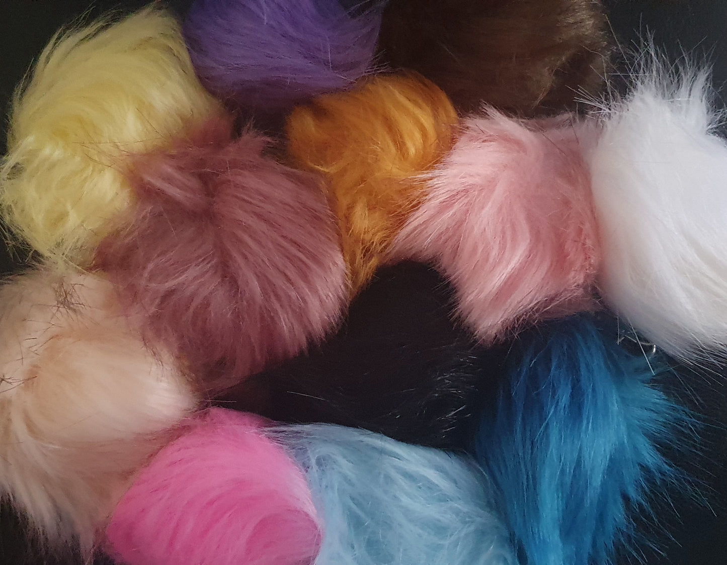 Fluffy faux fur pom pom bag charm keyrings