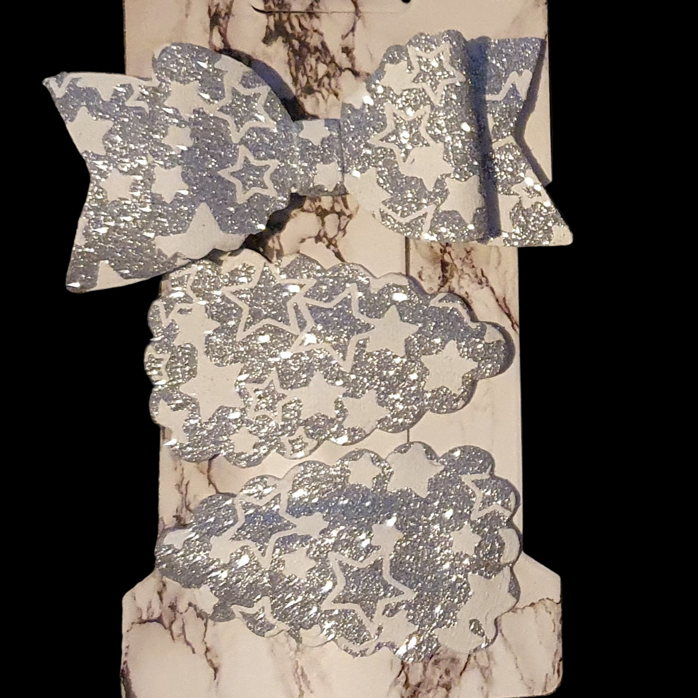 Shimmery star print bow and snap clip set