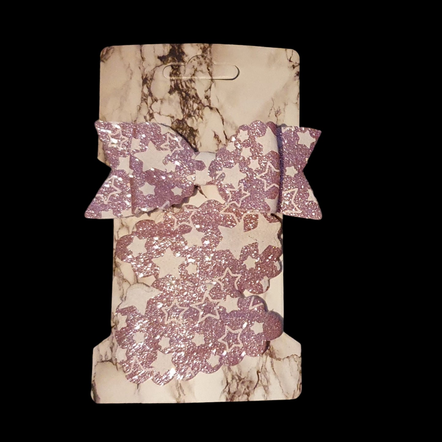 Shimmery star print bow and snap clip set