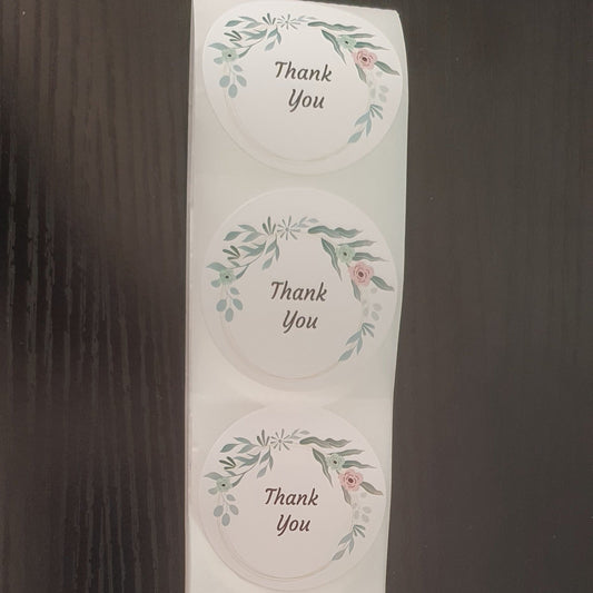 Floral thermal printed thank you stickers
