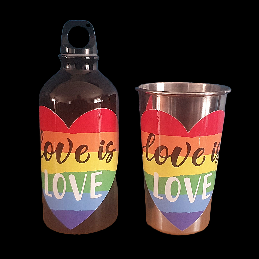 500ml aluminium water bottle and stainless steel cup set
