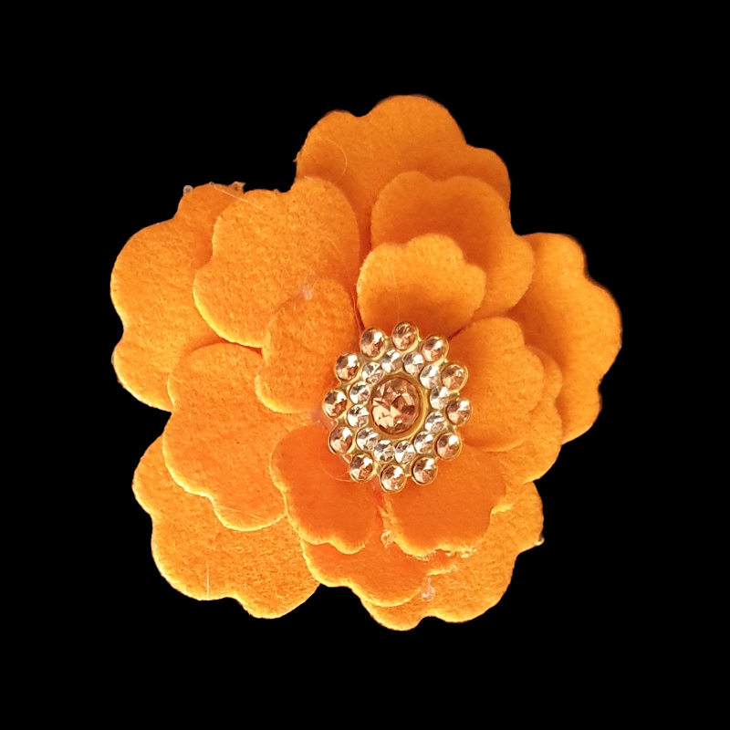 Velvet flower and rhinestone hair clip
