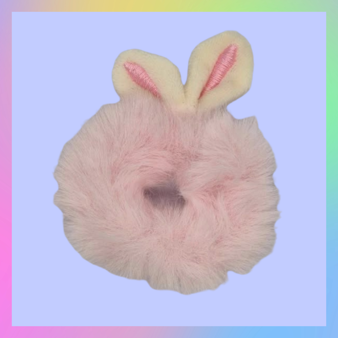 Pack of four fluffy Easter bunny rabbit ear scrunchie bobbles
