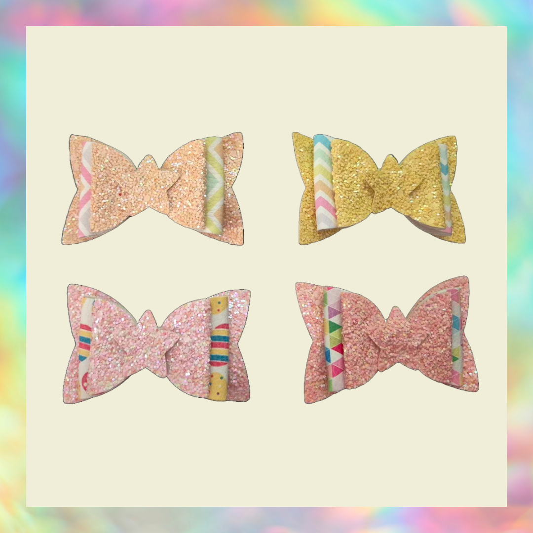 Triple layer star spring Easter hair bows set of four