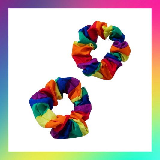 Bright rainbow 4inch mini scrunchie pair