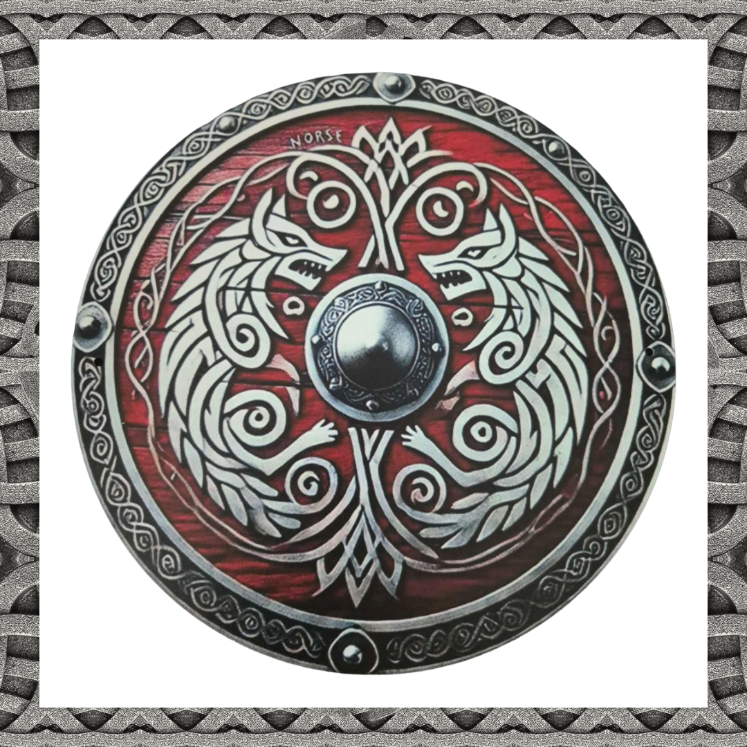 Viking Celtic Wolf Shield Aluminium Metal Sign Wall Plaque