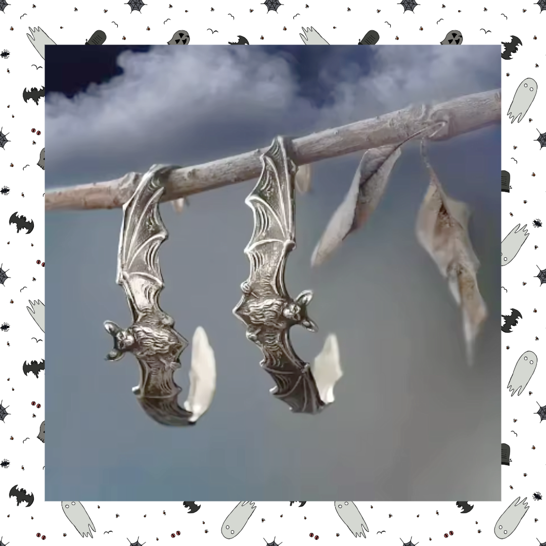 Bat hoop earrings