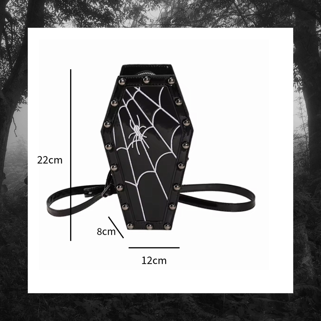 Spider Coffin Studded Gothic Crossbody Satchel Bag
