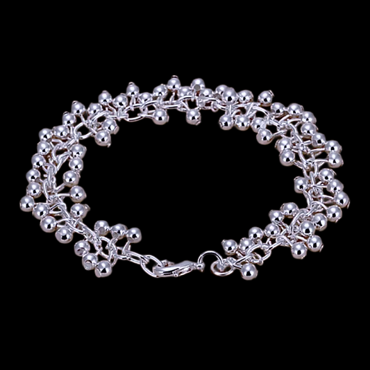 Silver plated cluster charm bracelet