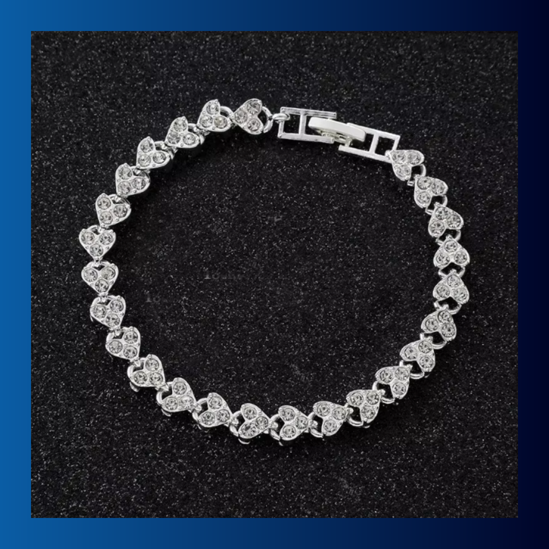 Crystal zircon encrusted heart bracelet
