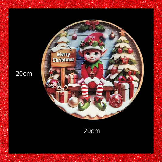 Festive Christmas Elf Merry Christmas Wooden Plaque Sign