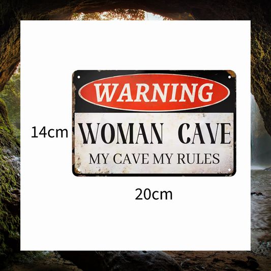 Women's Cave Rules aluminium wall plaque sign