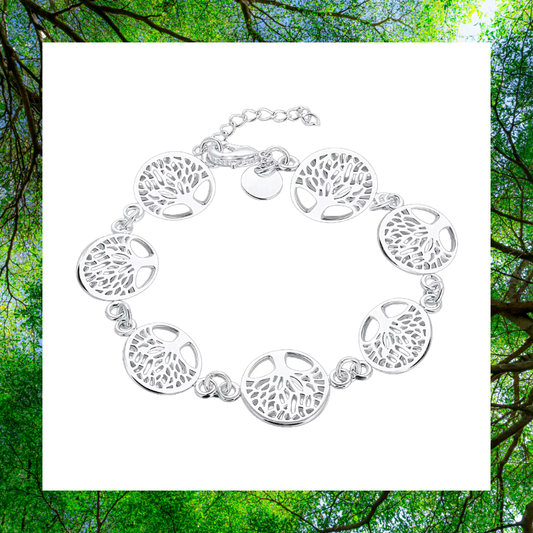 Silver plated tree of life charm bracelet