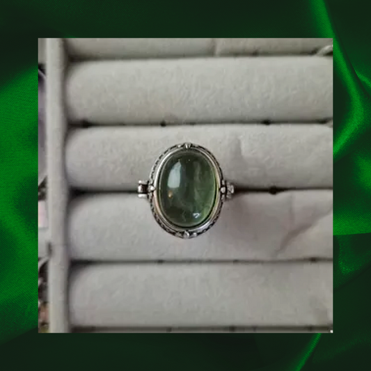 Fluorite Locket Adjustable Ring