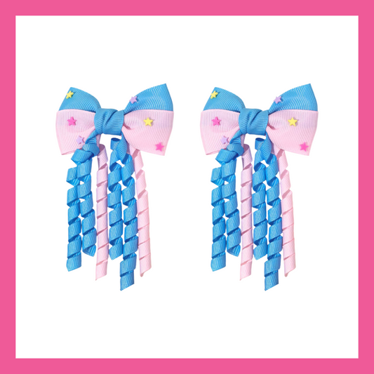 Cute Tassel Ribbon Curly Ponytail Starry Bow Hairpins Accessories