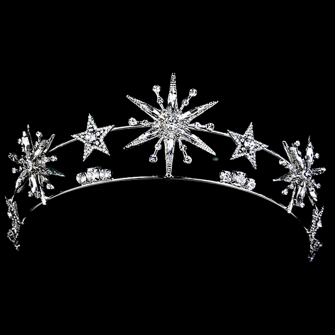 Starry celestial crystal tiara crown