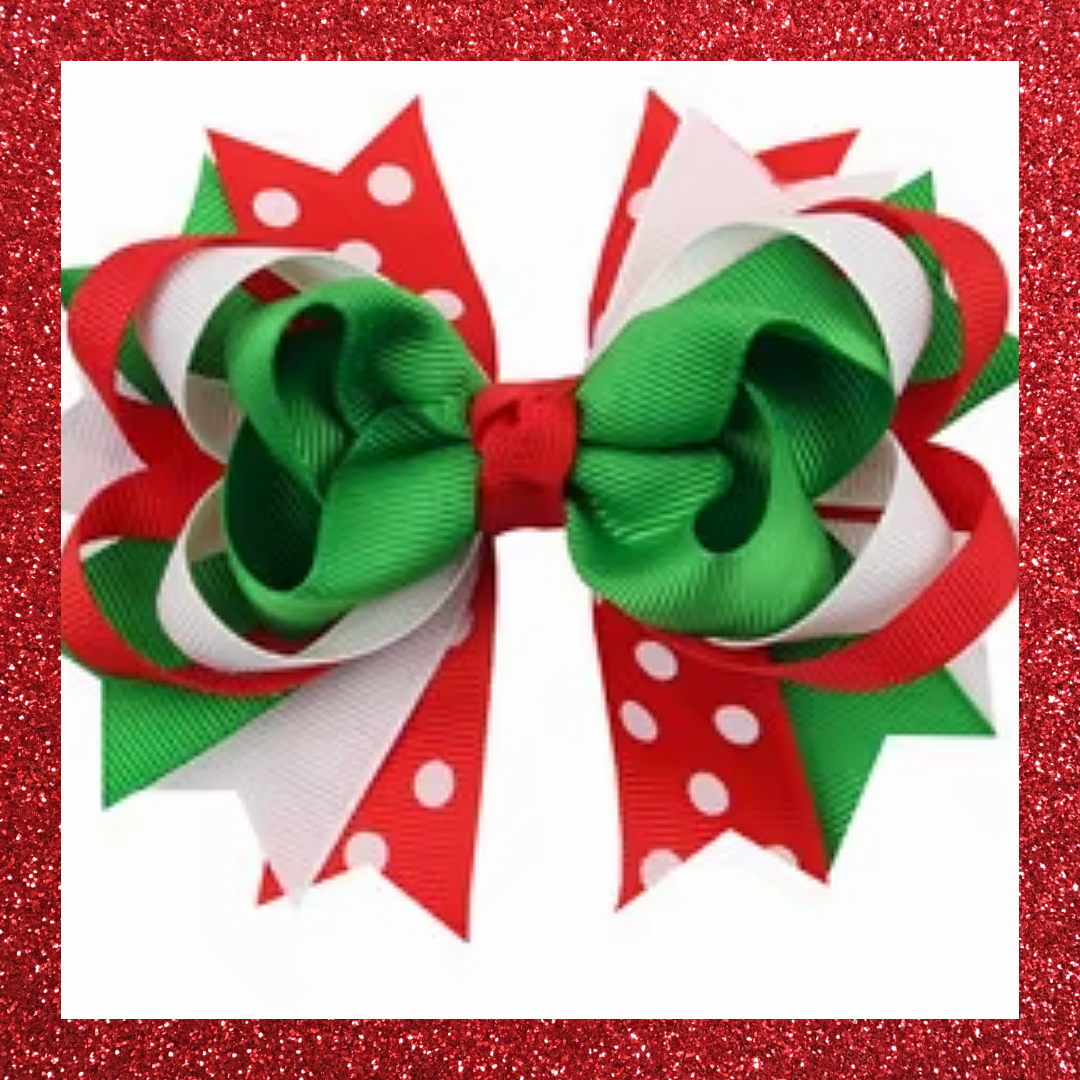 Christmas large ribbon festive hair bow clips