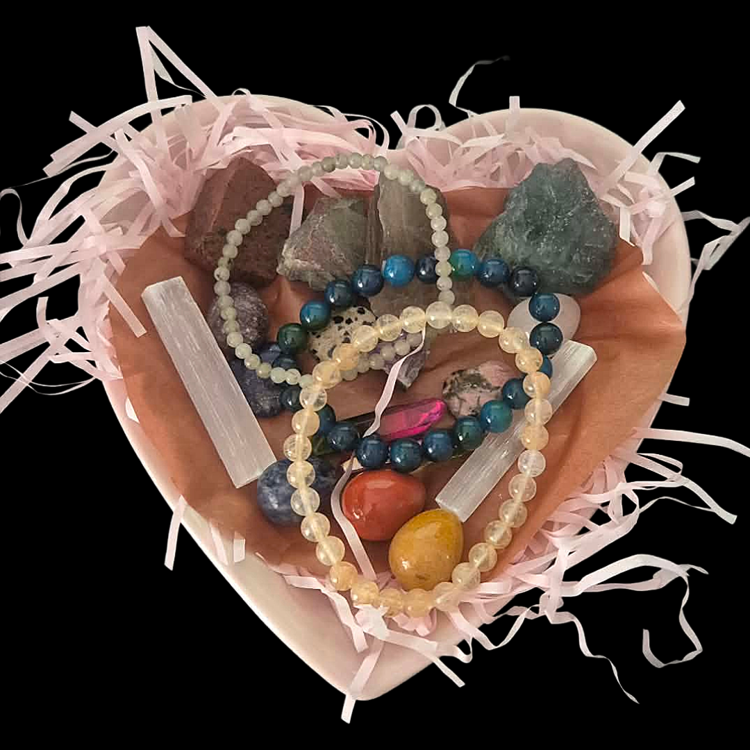 Many Blessings Crystal Heart Bowl 1 – Gemstones for Clarity, Calm, Love, Protection, Healing, Intuition, Strength, Grounding & Abundance