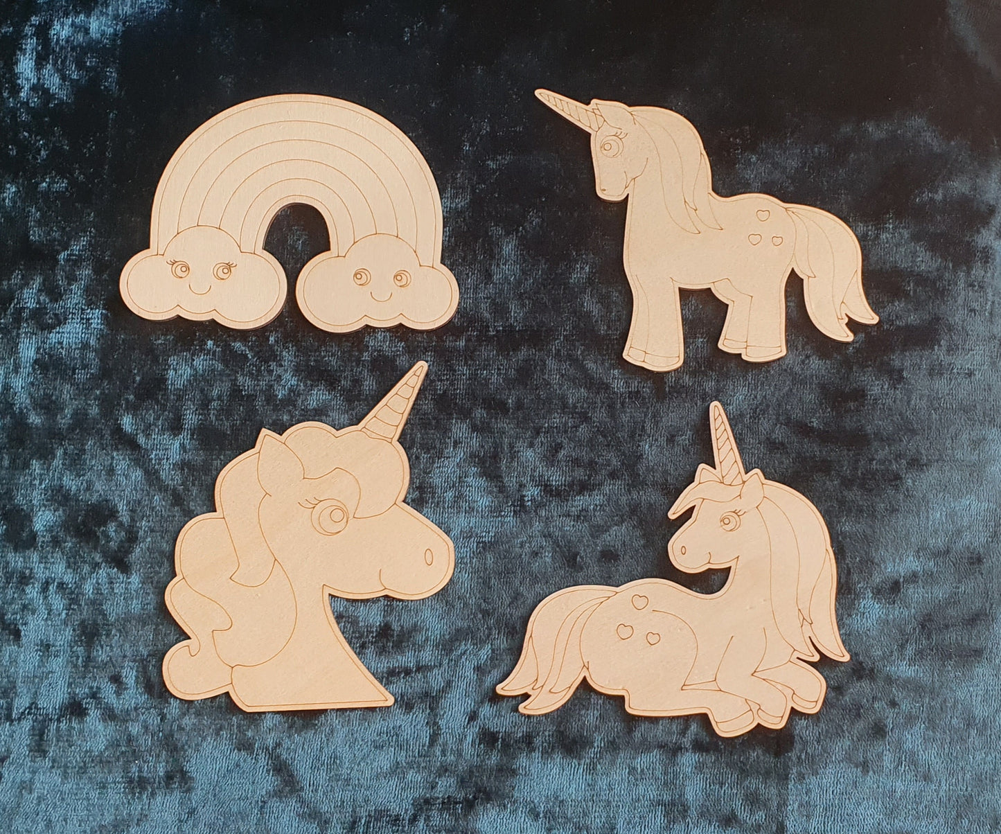 Wooden colour your own unicorn rainbow bow and clip holder with ribbon