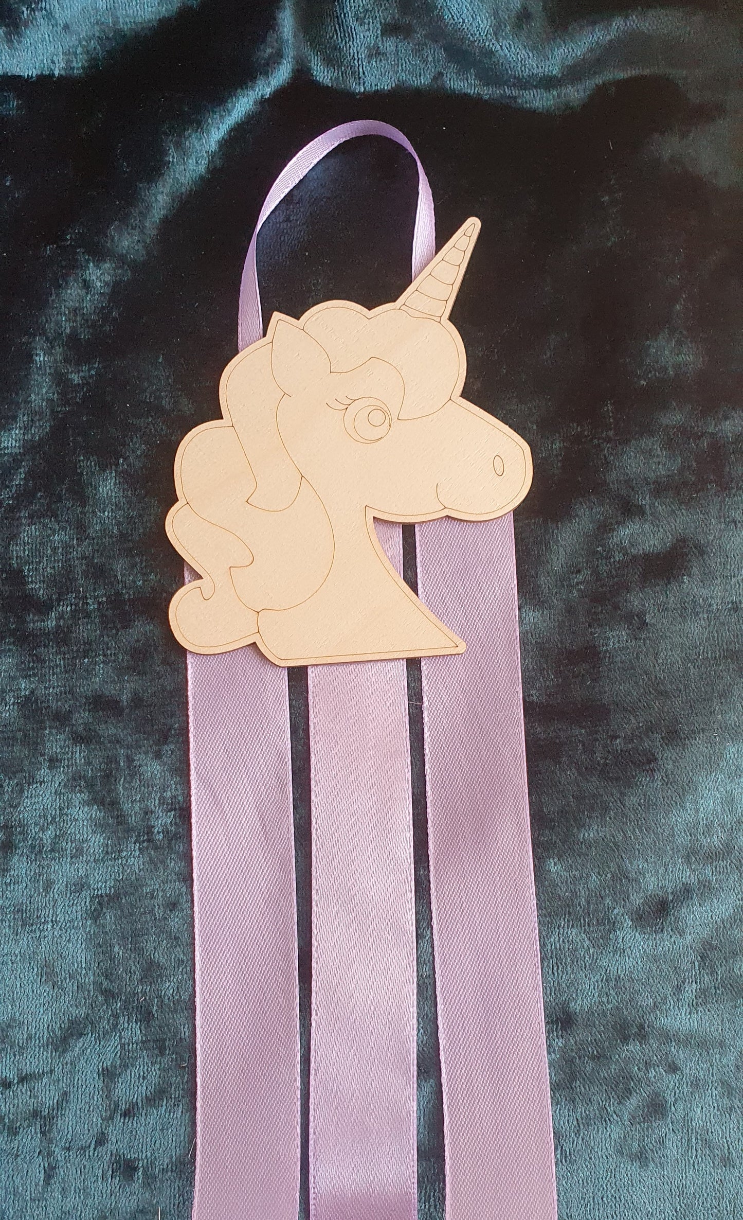 Wooden colour your own unicorn rainbow bow and clip holder with ribbon