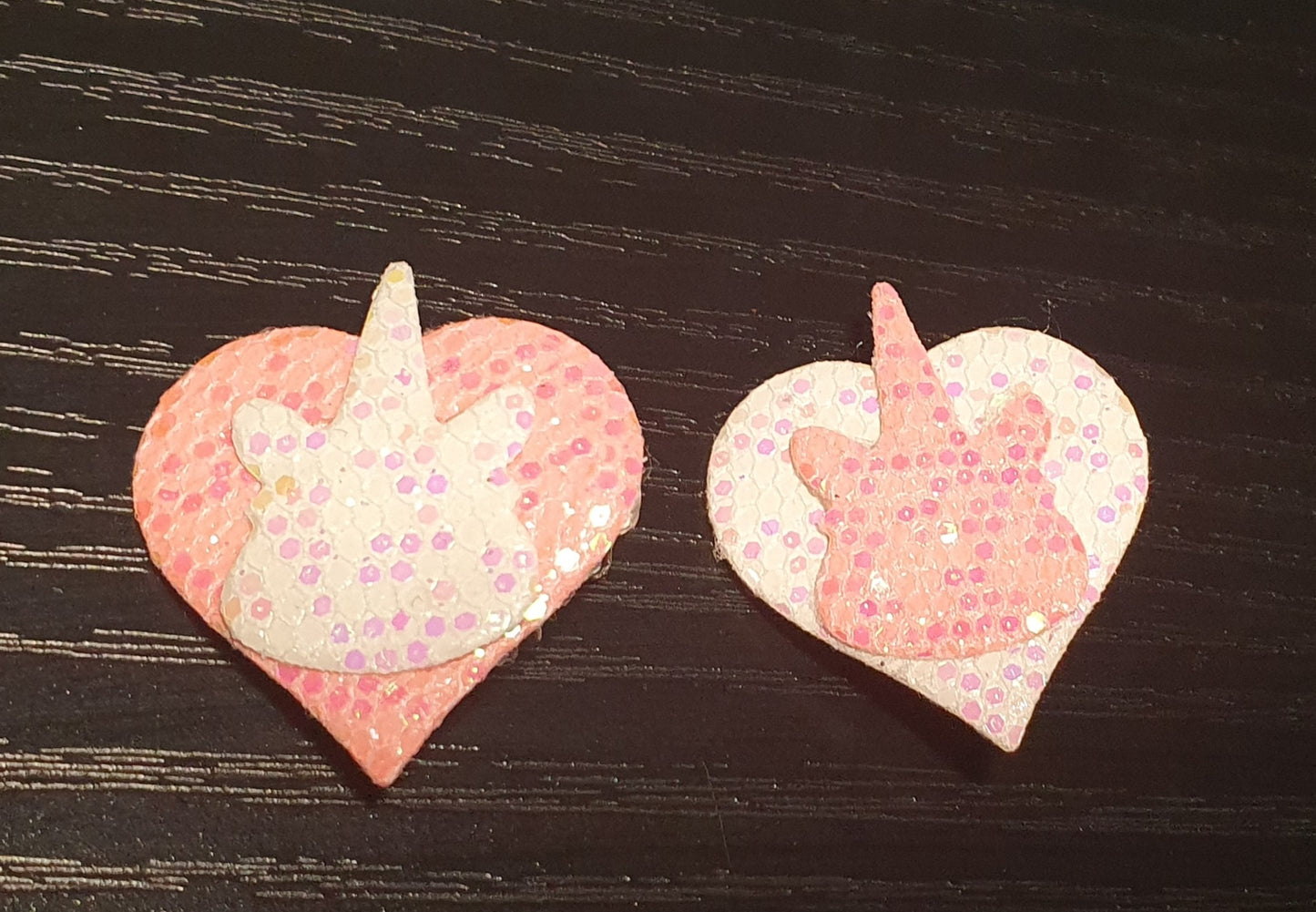 Pink & White Glittery Unicorn Bow and Mini Clip set