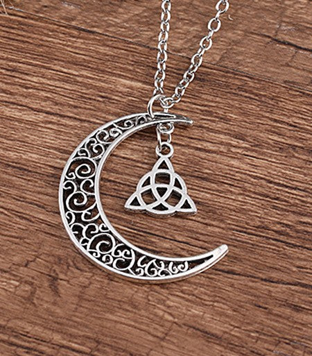 Crescent moon and Celtic pendant necklace