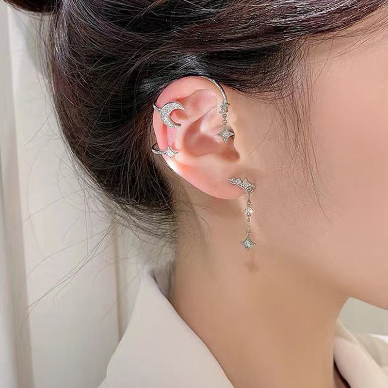 Celestial Moon and Stars Ear Cuff Clip