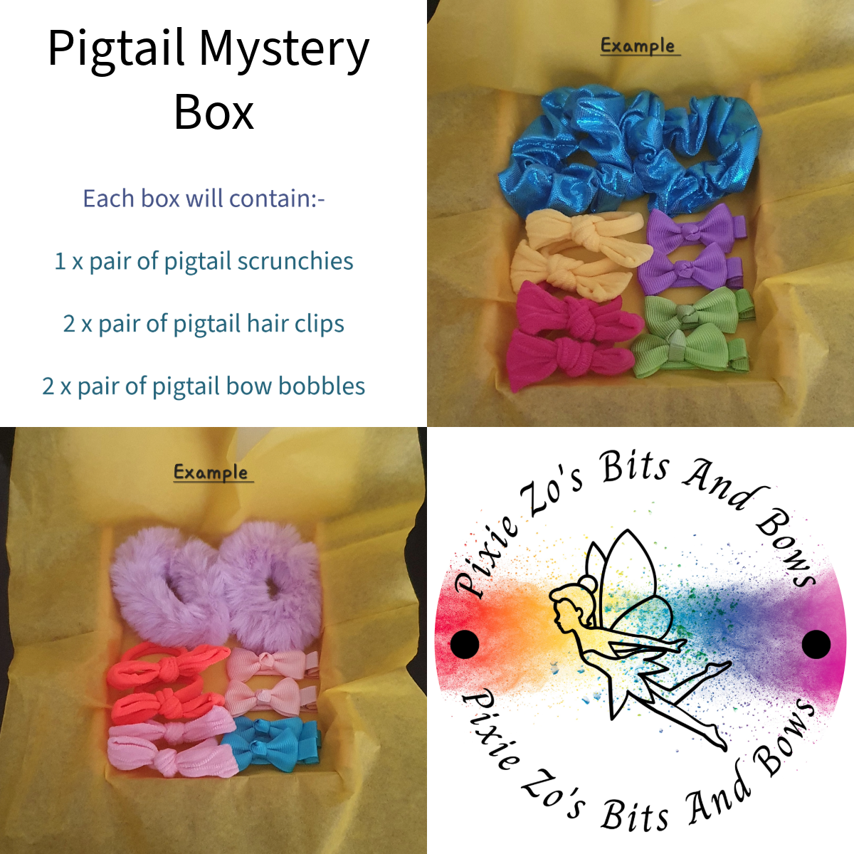 Mystery Pigtail Box - Hair Accessories - Scrunchies Bobbles Clips Bows