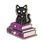 Black cat witches pet and spells pin badges