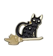 Black cat witches pet and spells pin badges