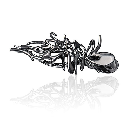 Metal grey splatter design hair clip claw