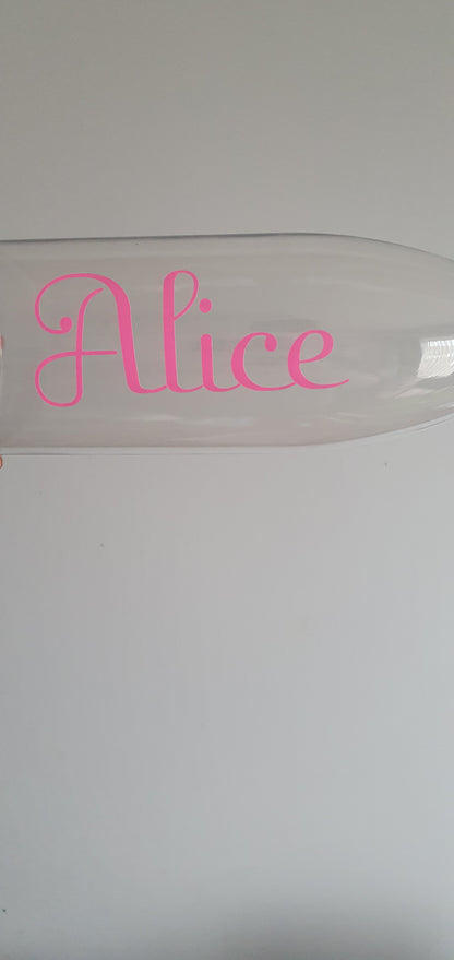 Personalised clear plastic water bottle