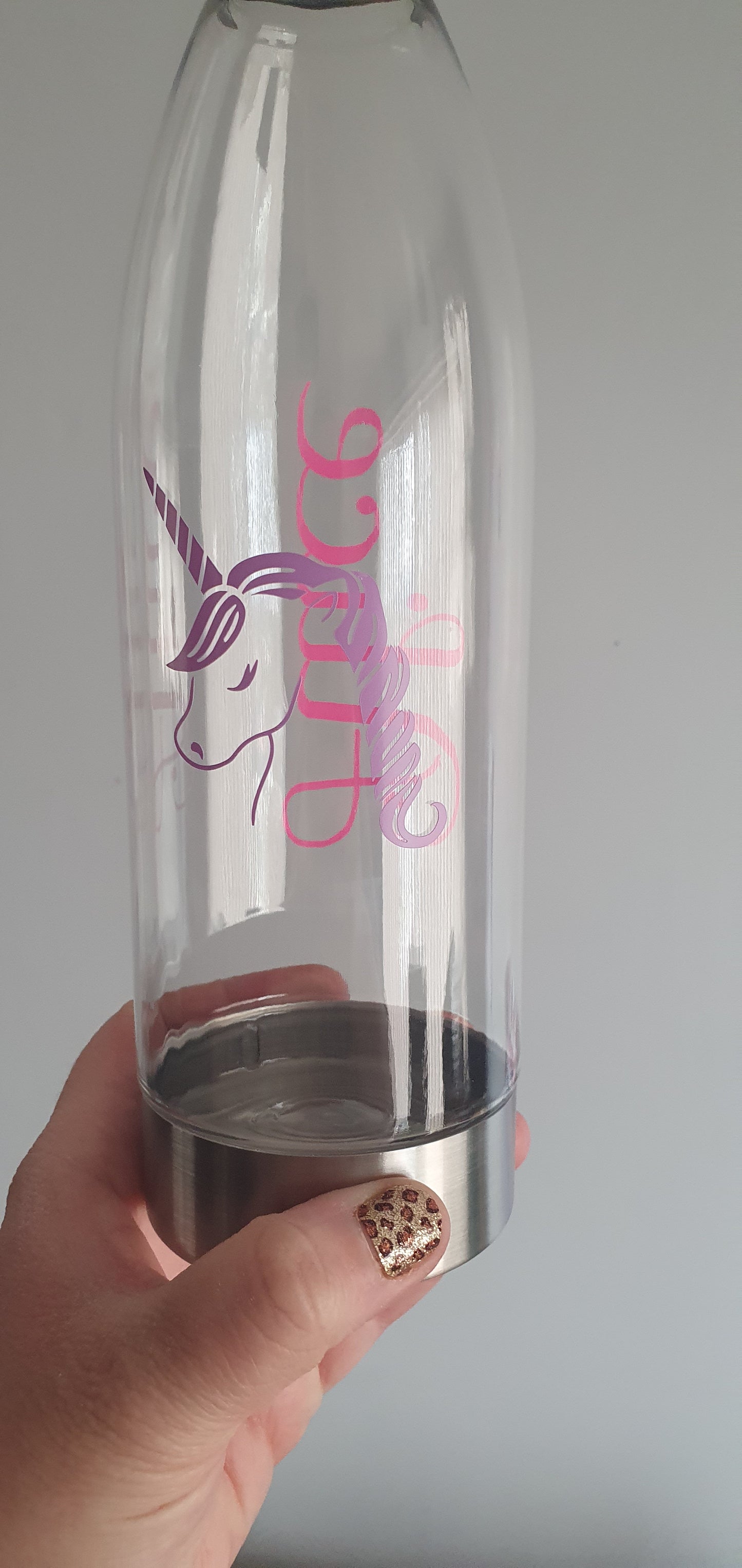 Personalised clear plastic water bottle