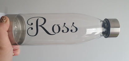 Personalised clear plastic water bottle