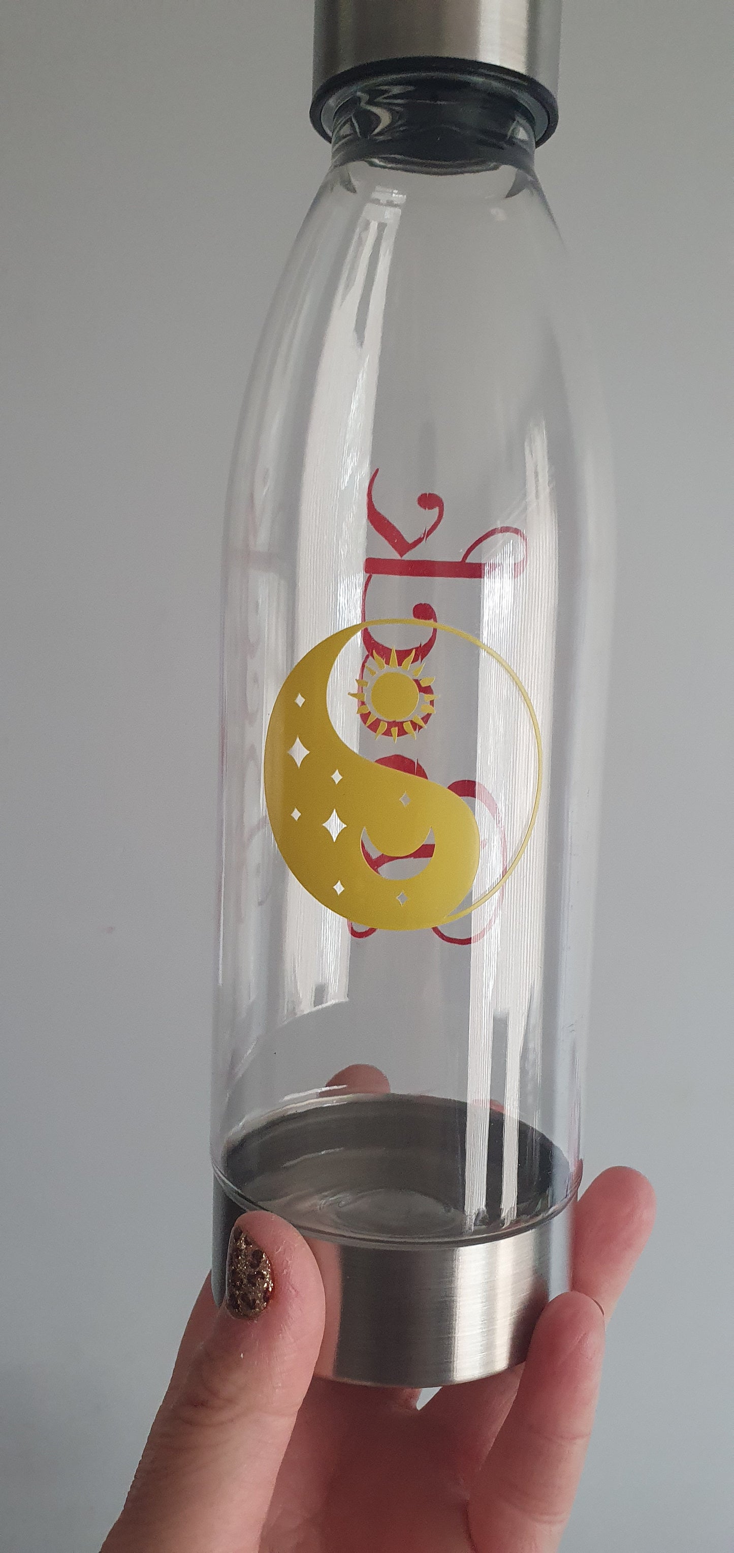 Personalised clear plastic water bottle