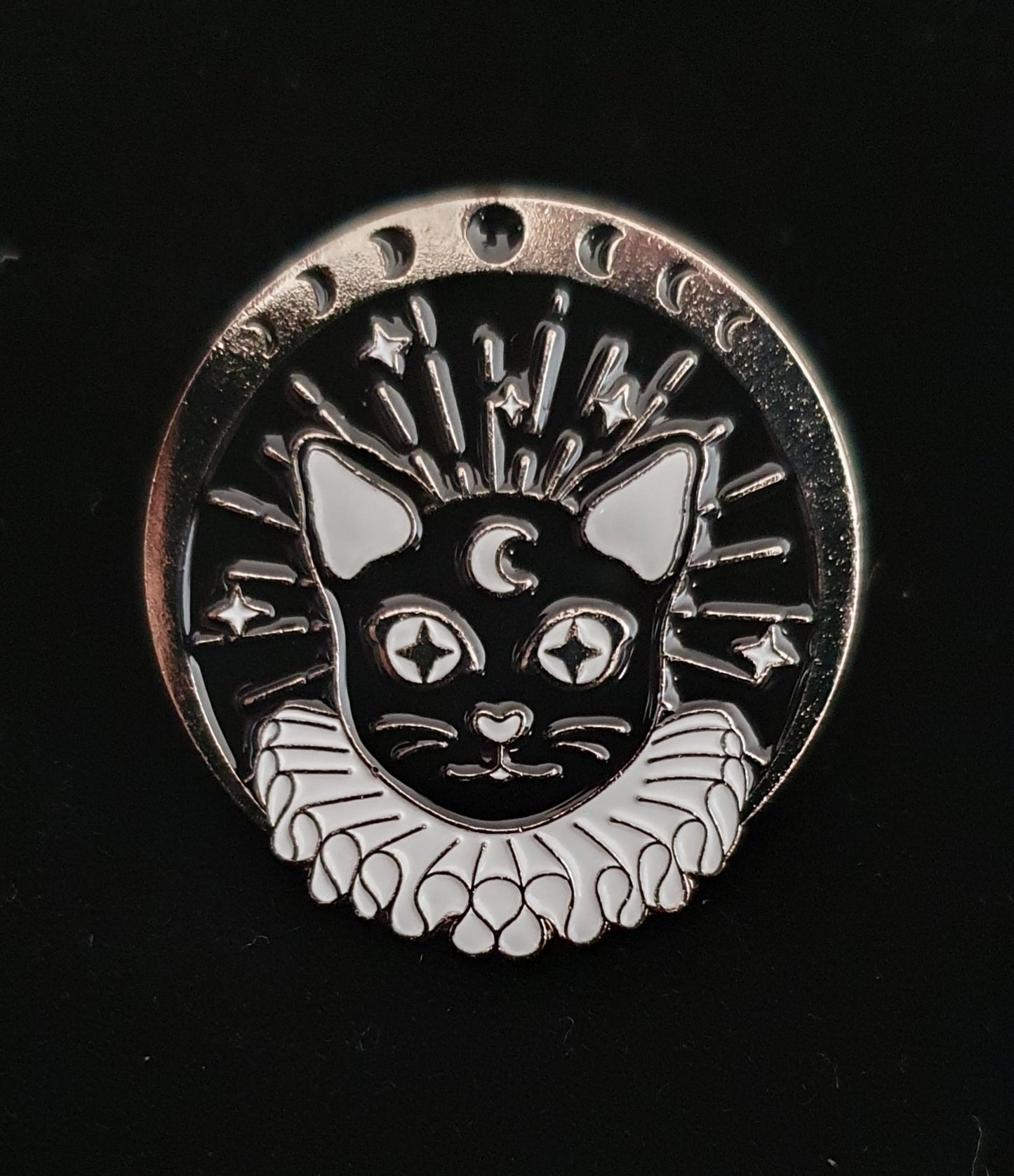 Skellington witches cat enamel pin badges brooches