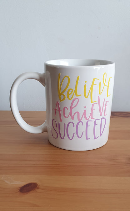 Vinyl believe achieve succeed mug teachers gift