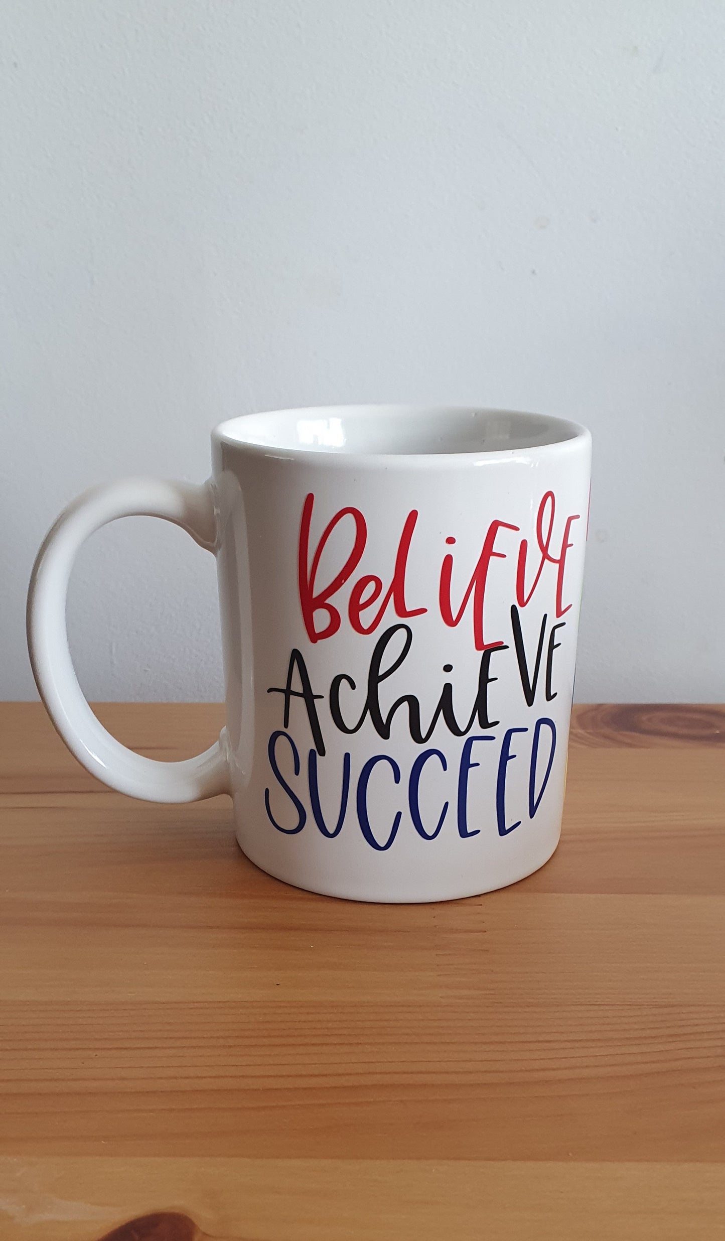 Vinyl believe achieve succeed mug