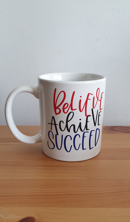Vinyl believe achieve succeed mug teachers gift