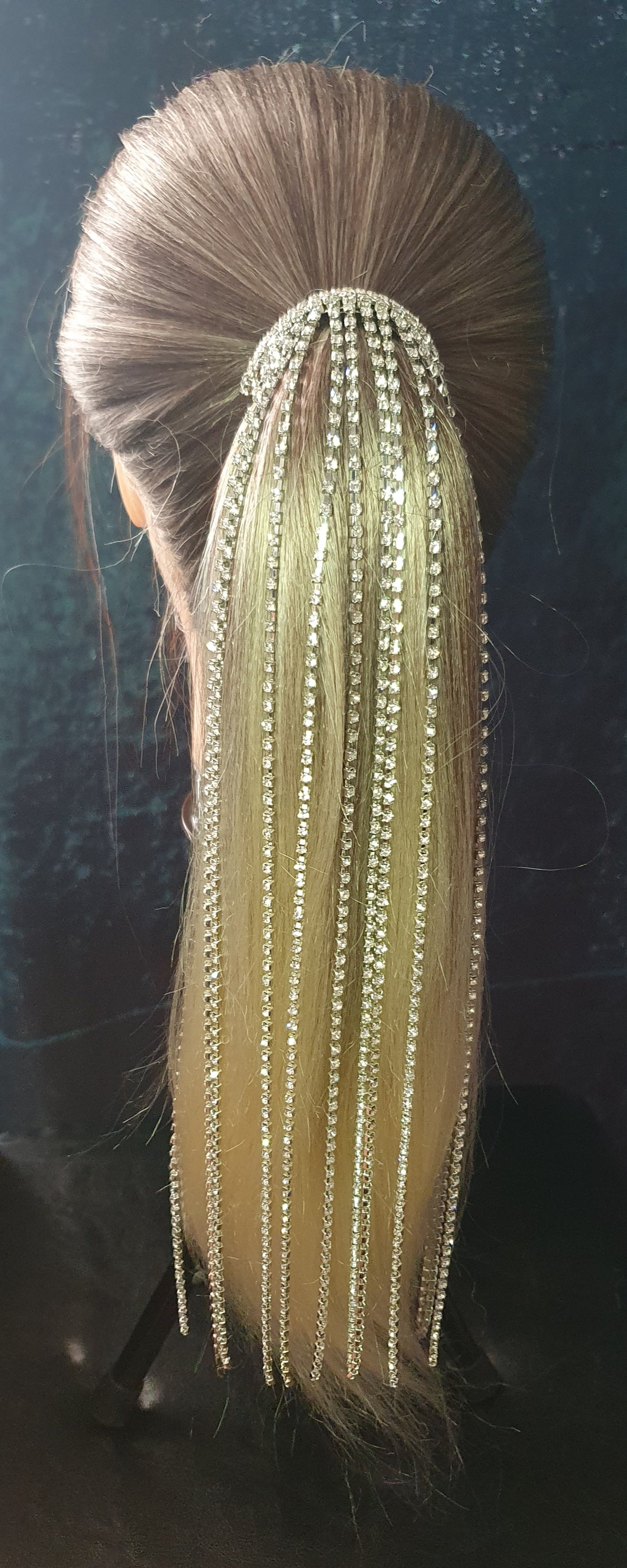 Crystal long tassel hair barrette clip hair accessory