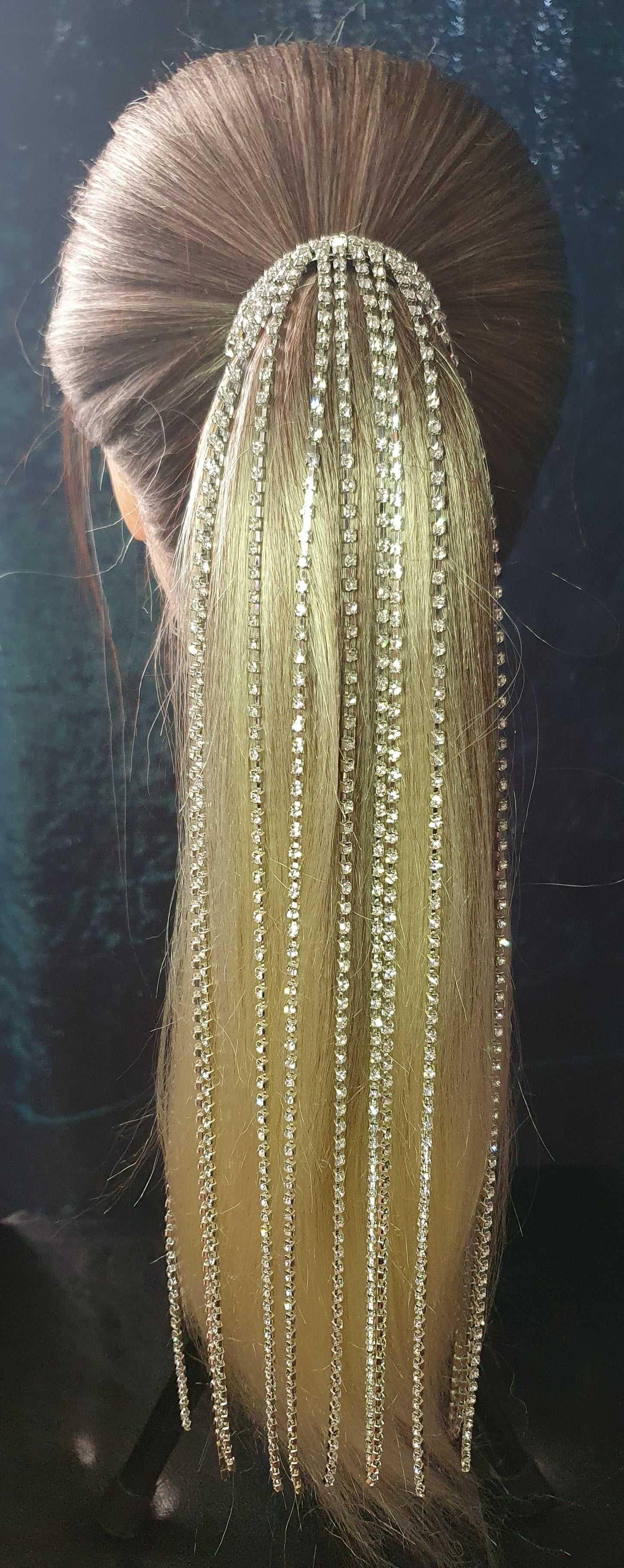 Crystal long tassel hair barrette clip hair accessory