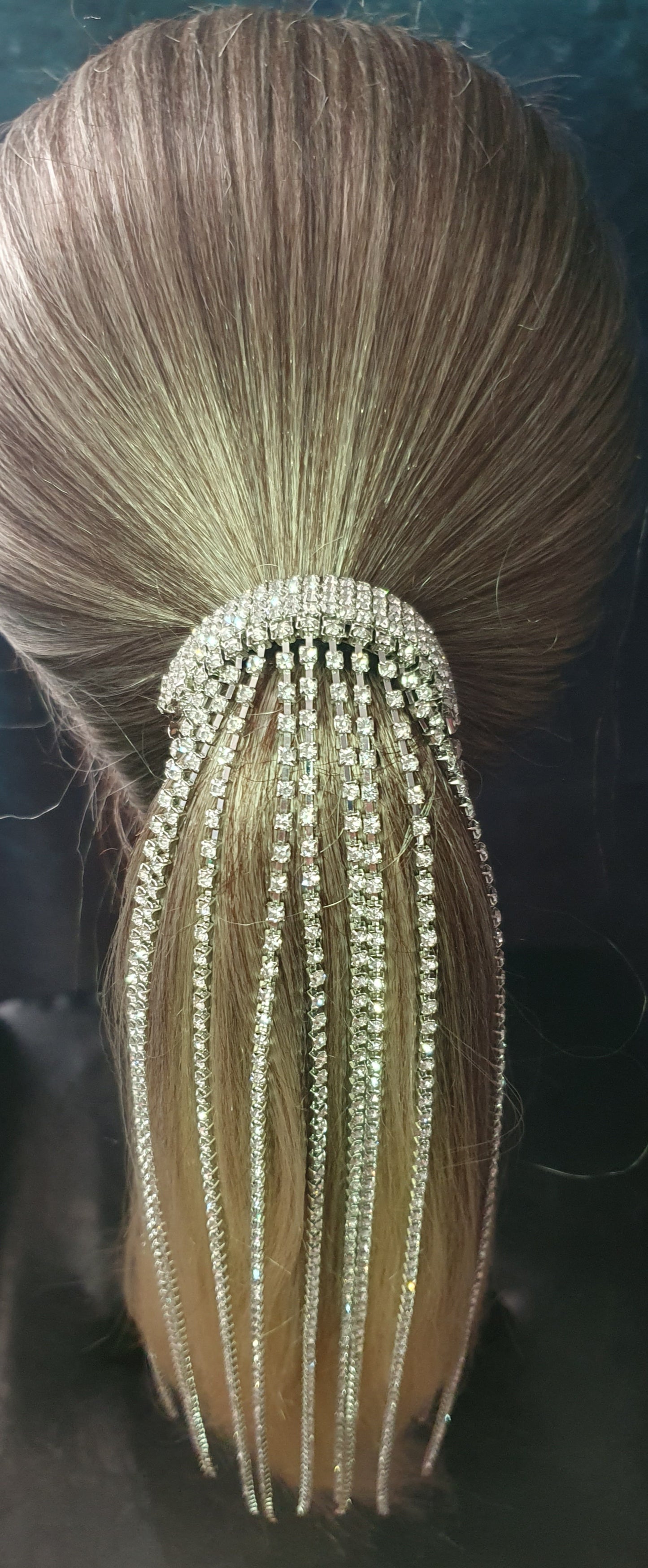 Crystal long tassel hair barrette clip hair accessory