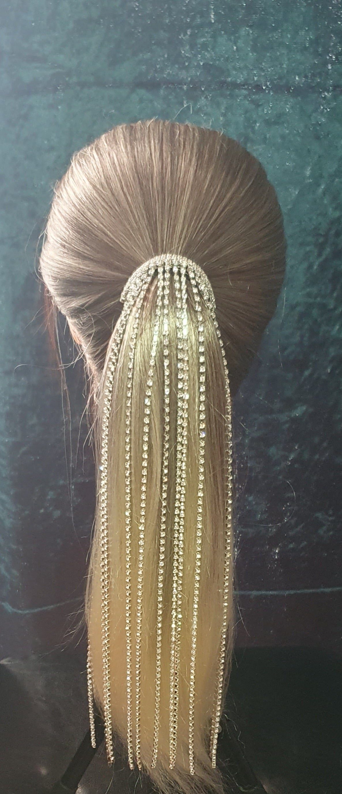 Crystal long tassel hair barrette clip hair accessory