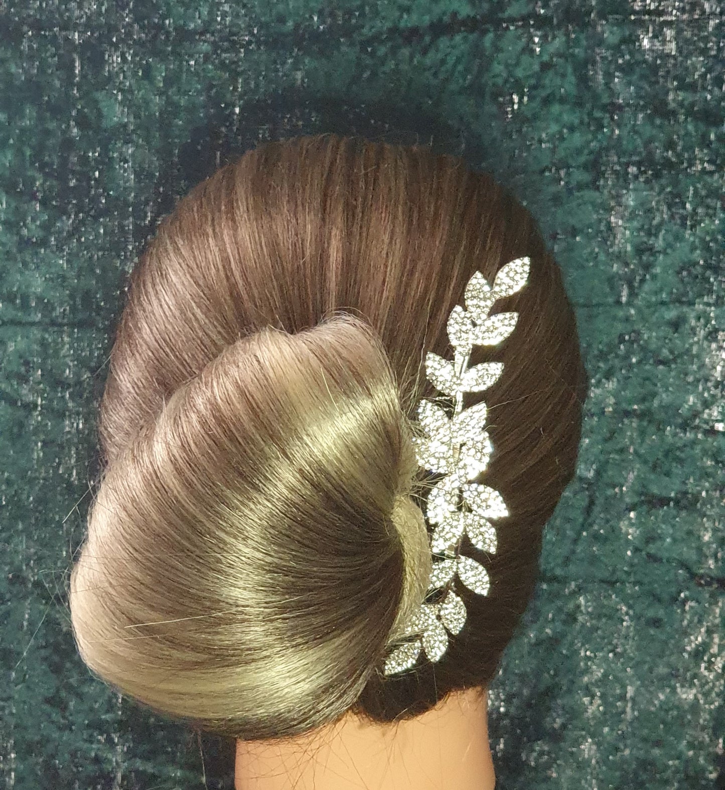 Crystal hair side wedding hair comb with leaf design