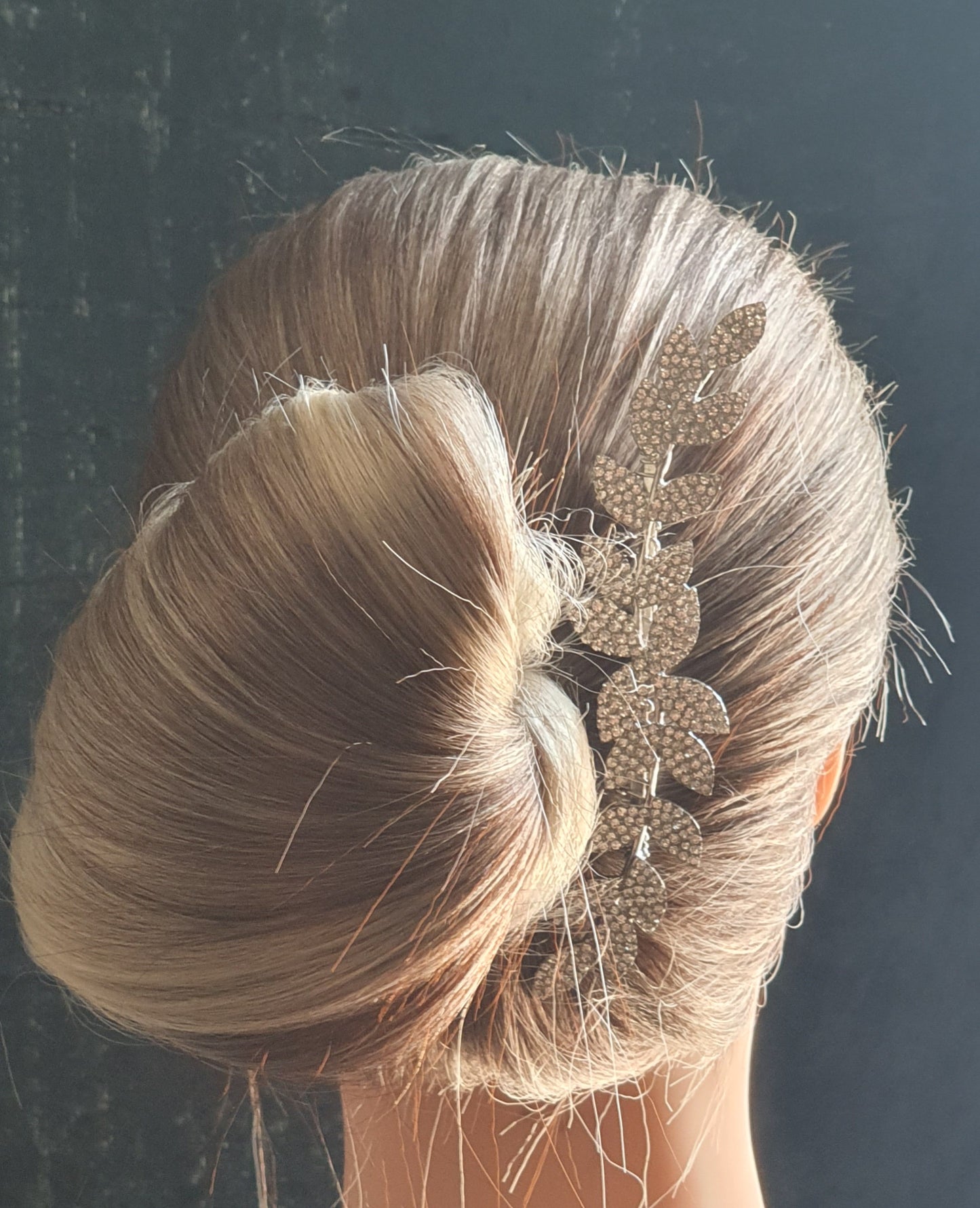 Crystal hair side wedding hair comb with leaf design