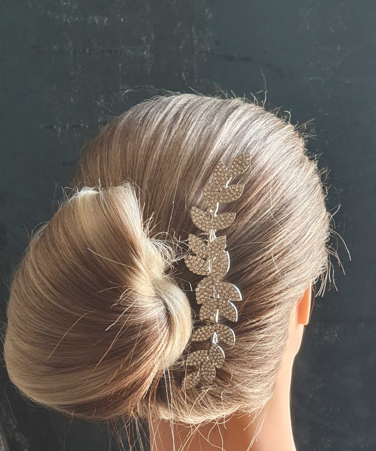 Crystal hair side wedding hair comb with leaf design