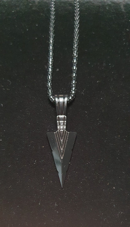 Black Warrior Spear Pendant Necklace