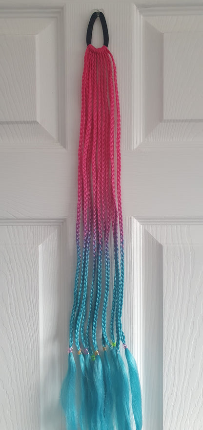 Braided bobbled 60cm hair extensions - various colours