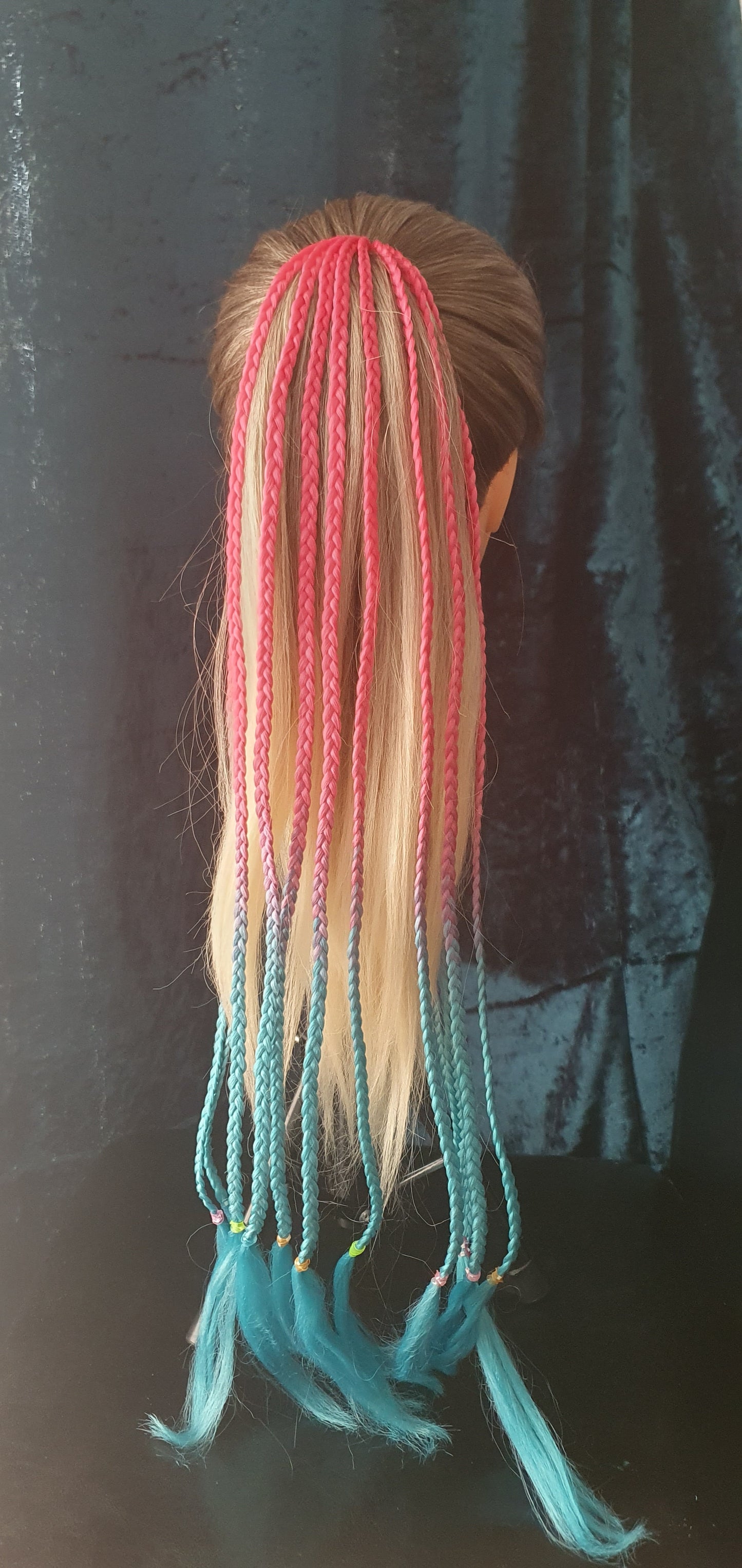 Braided bobbled 60cm hair extensions - various colours