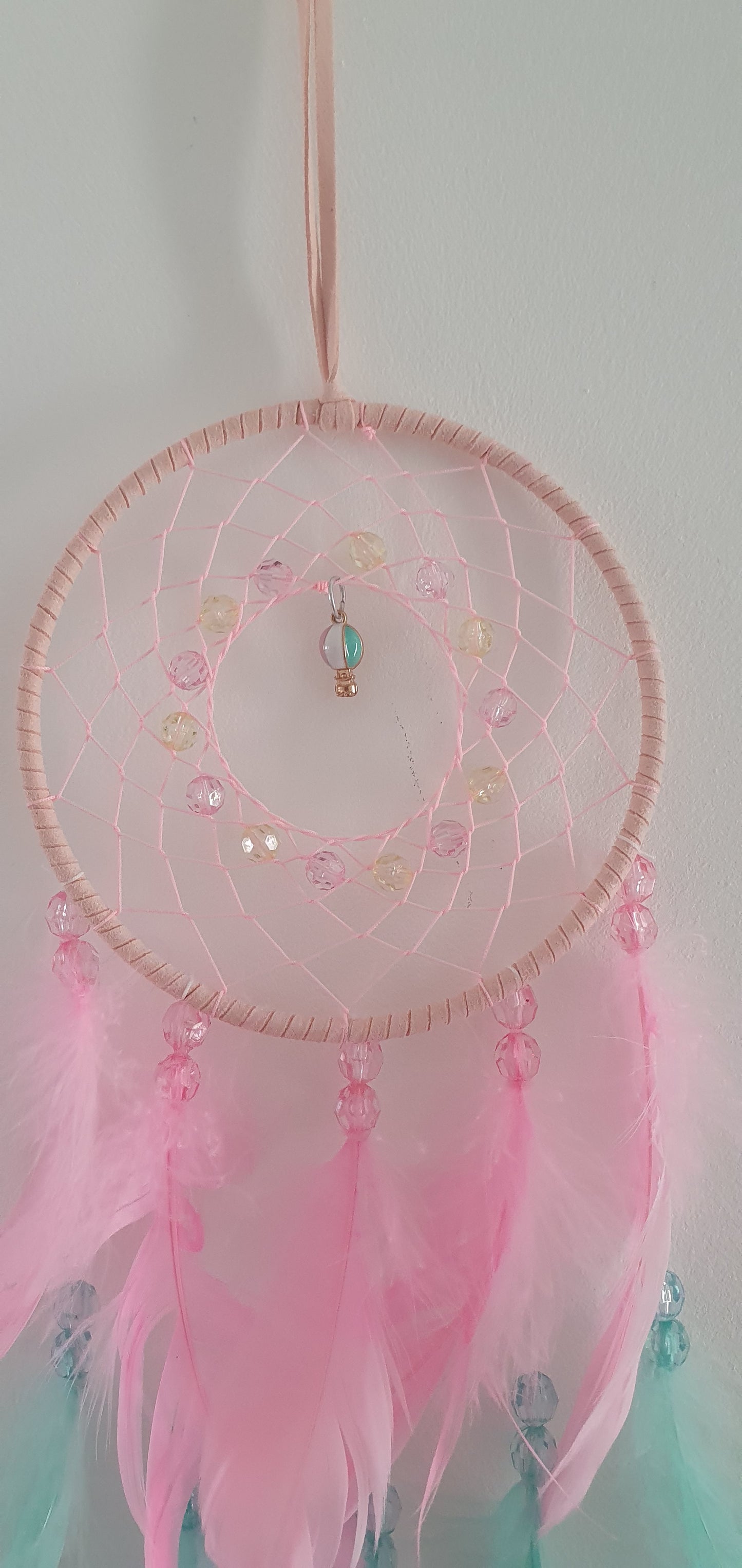 Pastel Pink Green Blue And Purple Dream Catcher Feather Wall Décor